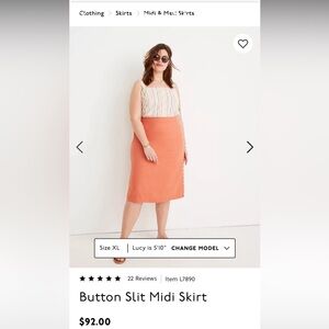 Madewell Coral Midi Skirt with Slit